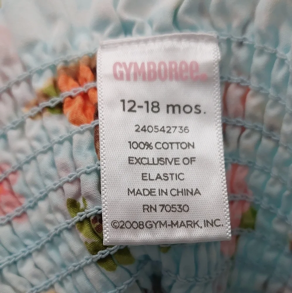 Gymboree Sundress 12 - 18 months Light Blue Palm Trees Flowers Island Tropical